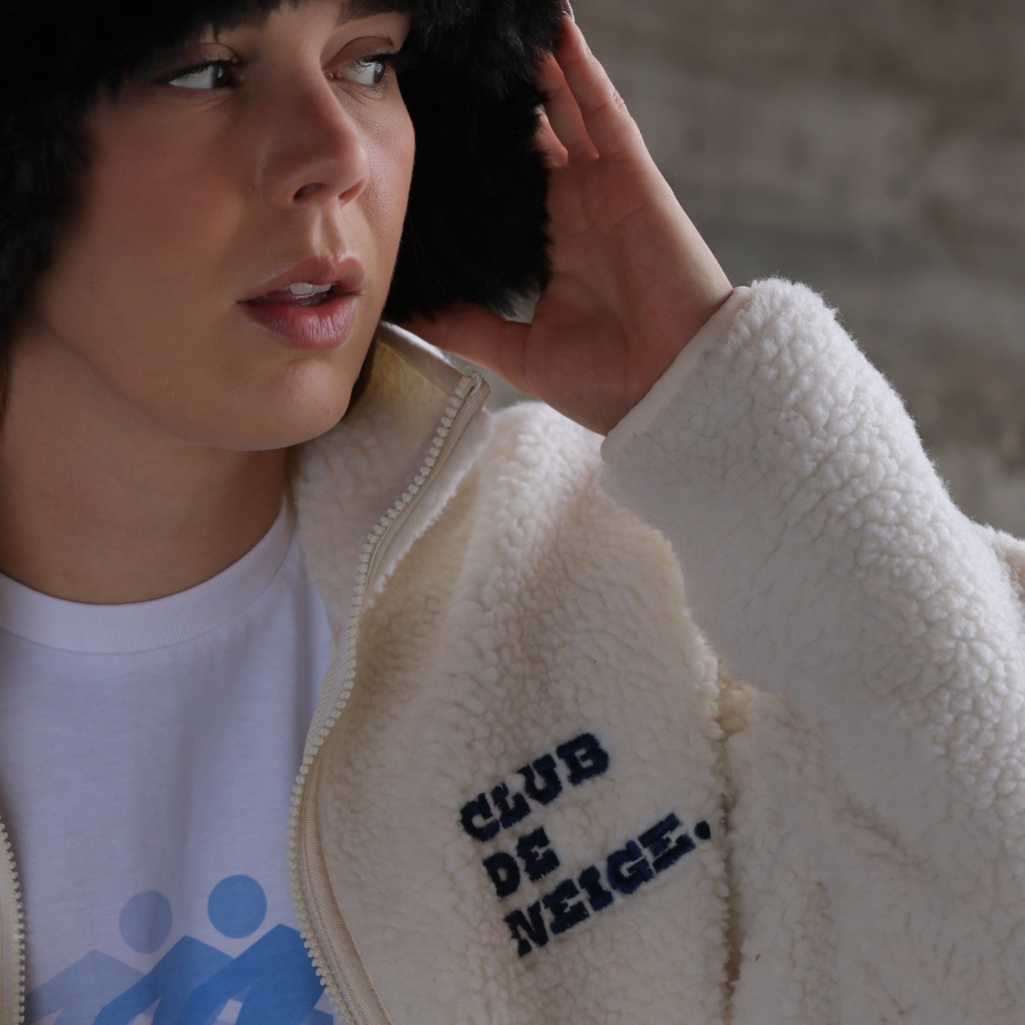 Club de neige. unisex sherpa zip thru - Les Petits Basics