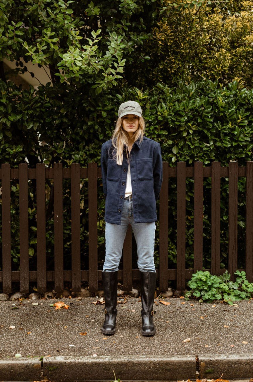 Coeur sur toi. embroidered unisex twill overshirt - Les Petits Basics