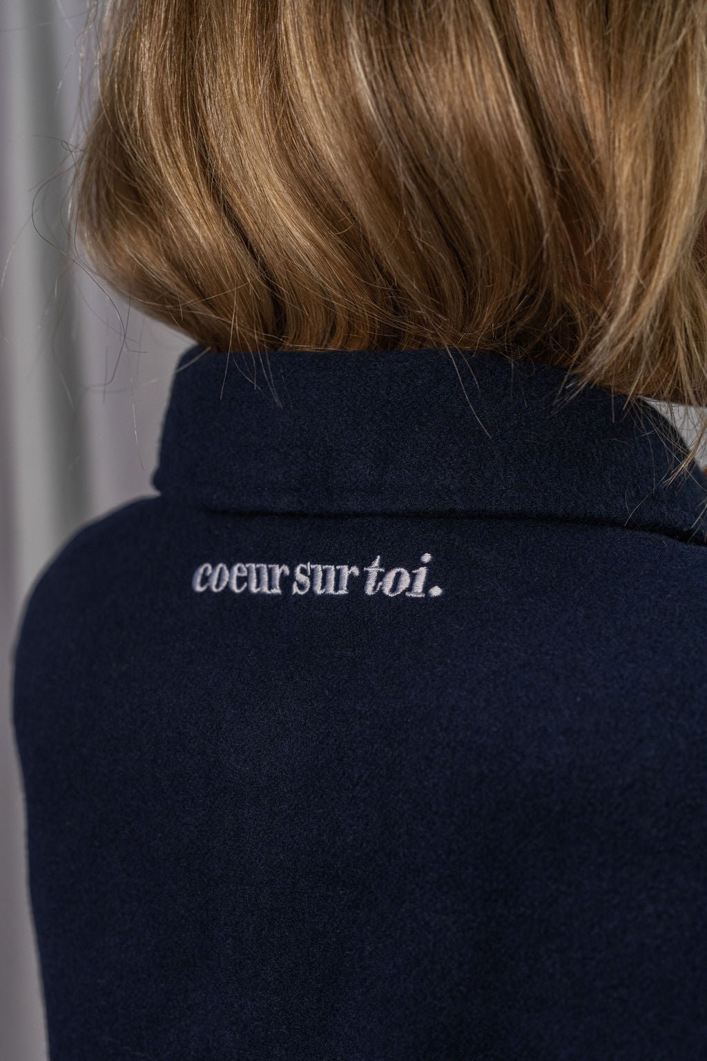Coeur sur toi. embroidered unisex twill overshirt - Les Petits Basics