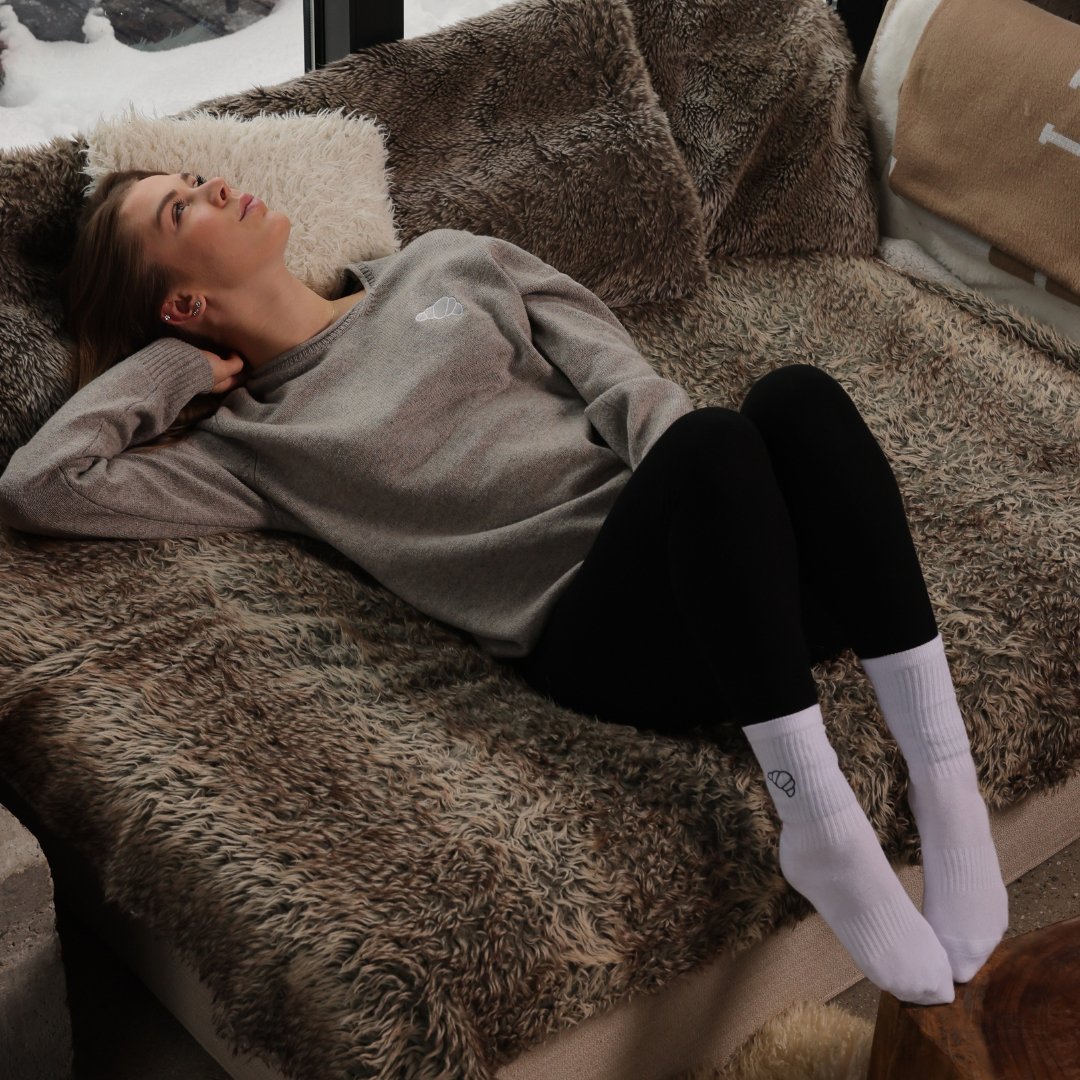 Merino wool unisex embroidered jumper | Croissant. - Les Petits Basics