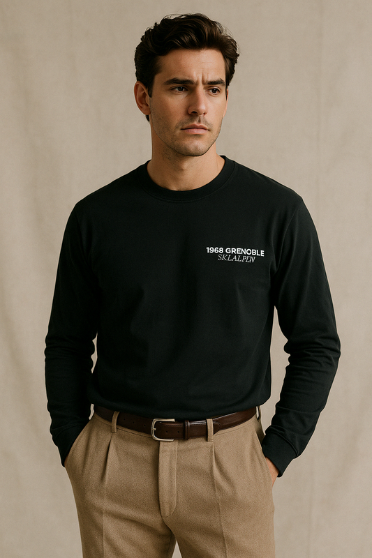 1968 Grenoble. unisex dry handfeel long sleeve black t-shirt