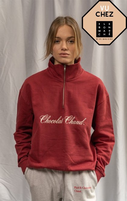 Chocolat chaud. unisex quarter zip sweater - Les Petits Basics