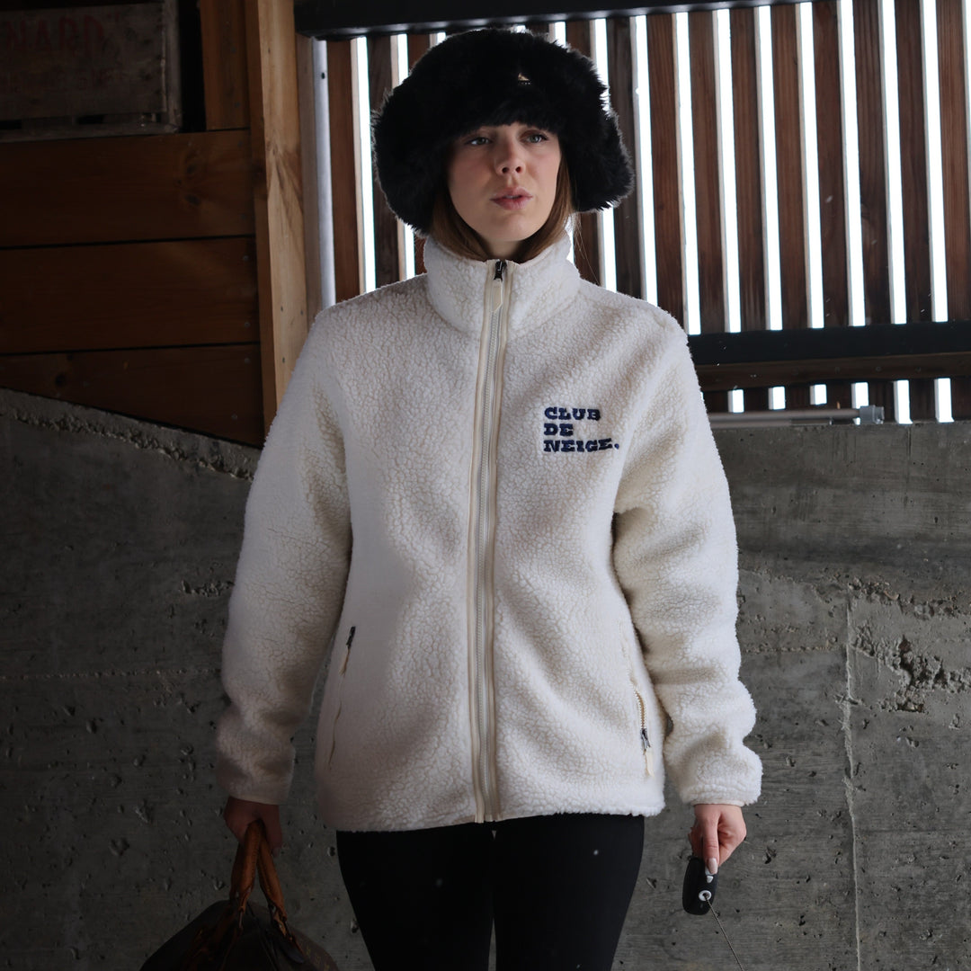 Club de neige. unisex sherpa zip thru - Les Petits Basics