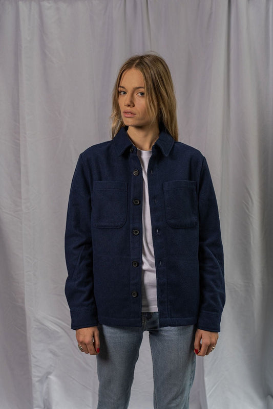 Coeur sur toi. embroidered unisex twill overshirt - Les Petits Basics