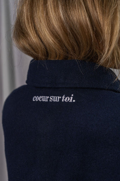 Coeur sur toi. embroidered unisex twill overshirt - Les Petits Basics