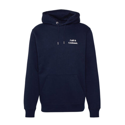 Café & croissant. unisex embroidered navy hoodie - Les Petits Basics