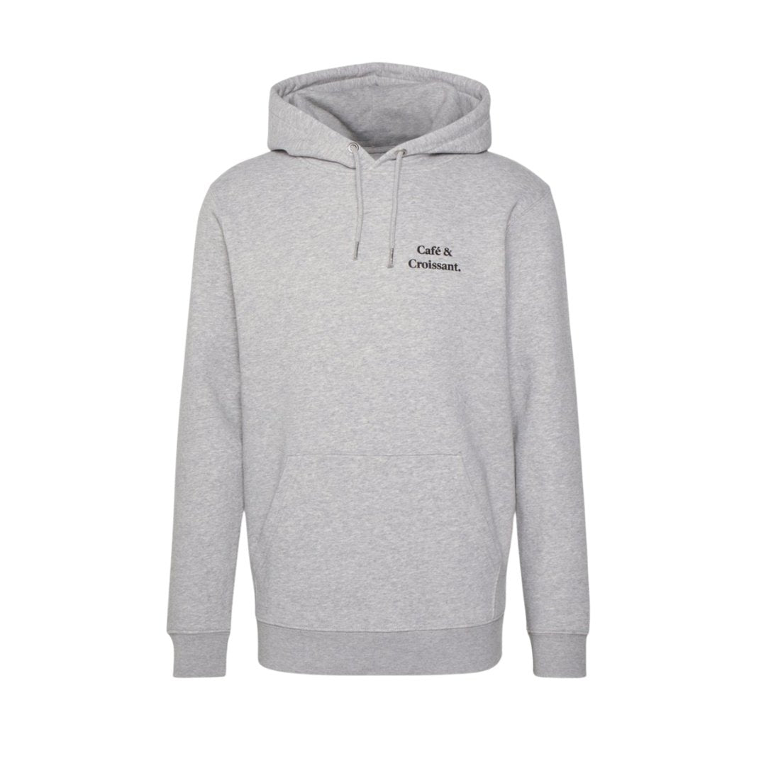 Café & Croissant. Unisex printed grey Hoodie - Les Petits Basics