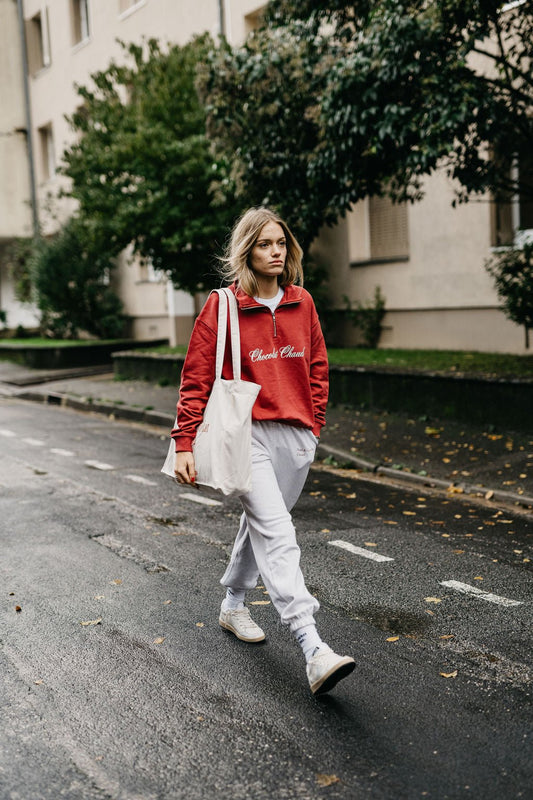 Chocolat chaud. unisex quarter zip sweater - Les Petits Basics